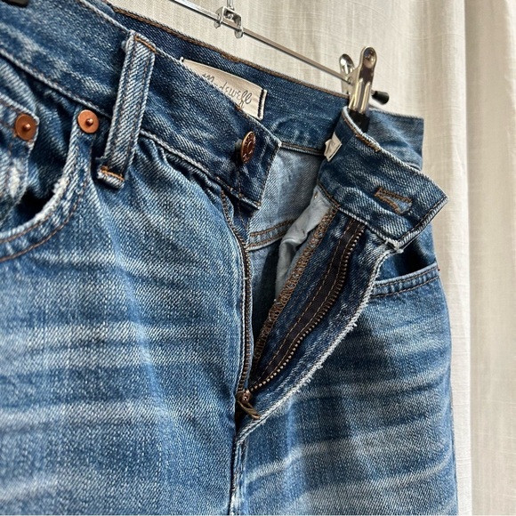 Madewell perfect vintage Jean medium indigo wash distressed raw hem size 25 - Picture 8 of 15